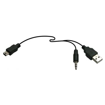 【KINYO】1對2 USB連接線(MINI USB:A公+3.5MM) USB-20
