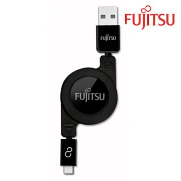 富士通MICRO USB捲線式充電線(黑)