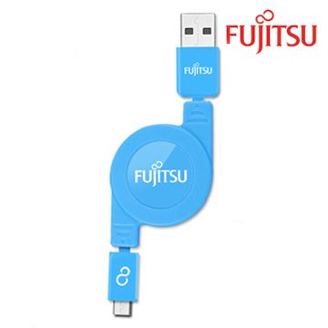 富士通MICRO USB捲線式充電線(藍) 0.8M